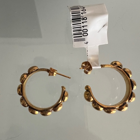 SYLVIA TOLEDANO Boucles D'oreilles Mini Creole 22K Gold Plated Hoops - Picture 2 of 8